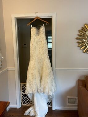 Martina Liana Ivory Beaded Lace Strapless Wedding Gown